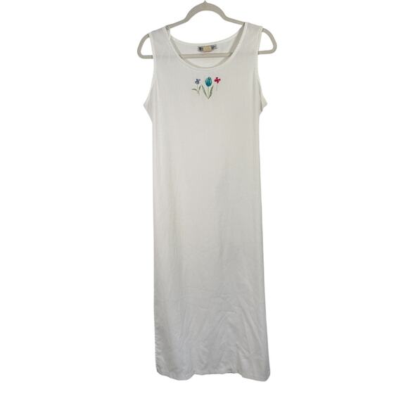 Dressbarn White Floral Embroidered Maxi Dress Y2K Cottage Summer Womens 10 - Picture 1 of 6